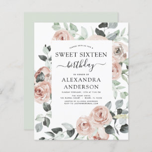 Festa de aniversário 16 de cor rosa suave e poeire