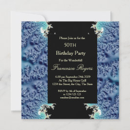 Festa de aniversário 50º Convite Azul Preto para a
