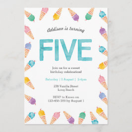 Festa de aniversário 5 | Convite para Sorvete arco