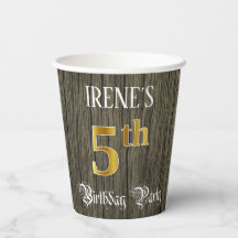 Festa de aniversário 5 — Faux Dourado & Faux Wood 