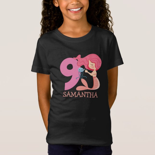 Festa de aniversário 9ª sereia de camiseta (Frente)