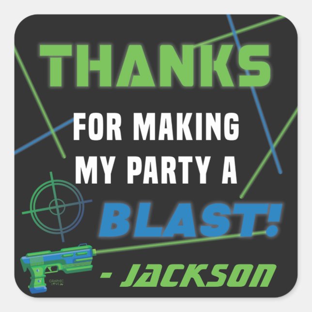 Festa de aniversário azul e verde da etiqueta lase (Frente)