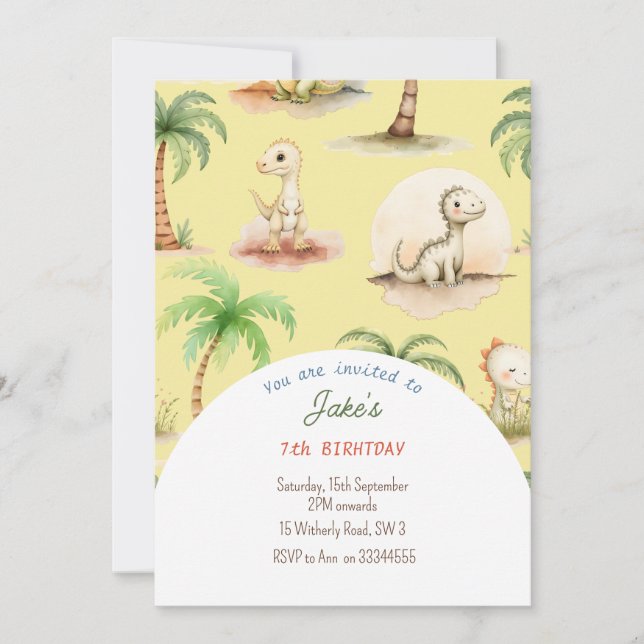 Festa de aniversário com convite de dinossauros fo (Frente)