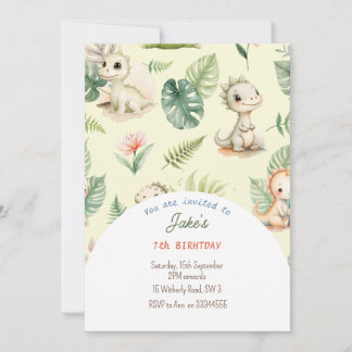 Festa de aniversário com convite de dinossauros fo