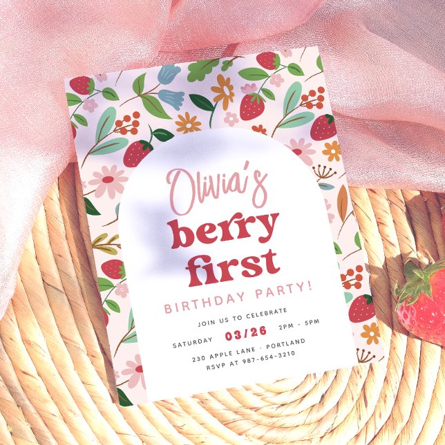 Festa de Aniversário com Orçamento Strawberry Berr (Card Front Mock-up)