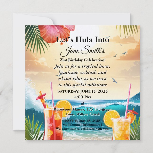 Festa de Aniversário de 21 Anos no Estilo Luau Tro (Frente)