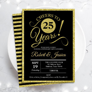 Festa de Aniversário de 25 Anos - Convite Preto Do
