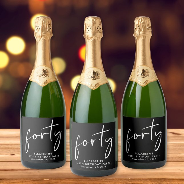 Festa de aniversário de 40 anos Branco Chic Black (Criador carregado)