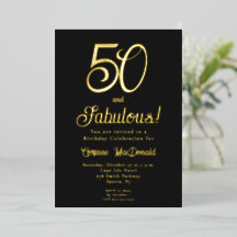 Festa de Aniversário de 50 anos Preta com Folha Do