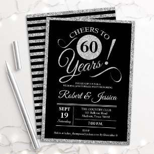Festa de Aniversário de 60 anos - Convite Preto Pr