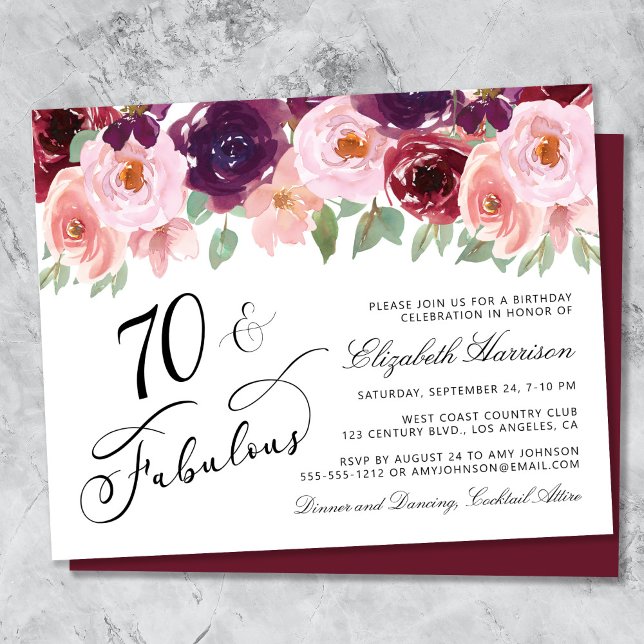 Festa de aniversário de 70 Rosa Brilhante Orçament (Criador carregado)