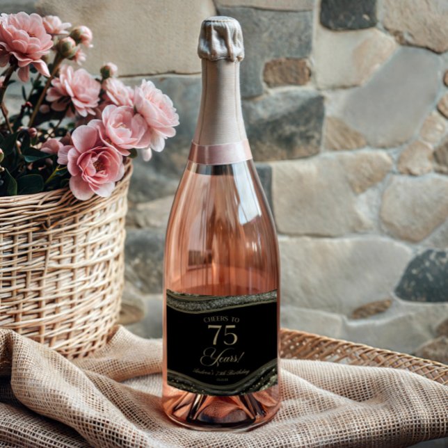 Festa de Aniversário de 75 anos Elegante em Preto  (Criador carregado)