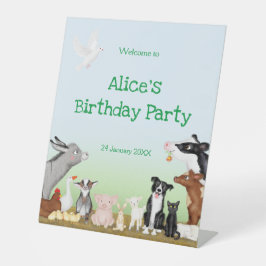 Festa de aniversário de animais de criação sinal p