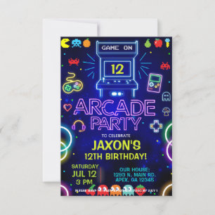 Festa de aniversário de Arcade Menino, convite par
