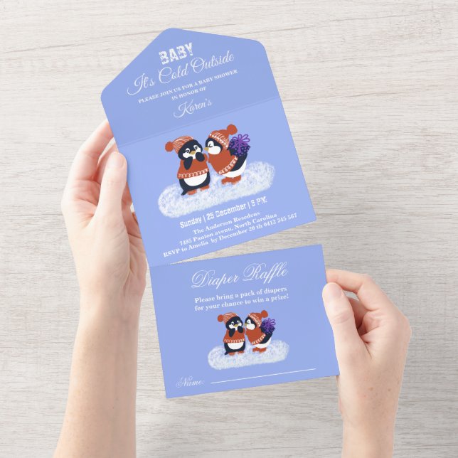 Festa de Aniversário de Bebê no Inverno com Pingui (Aba destacável)