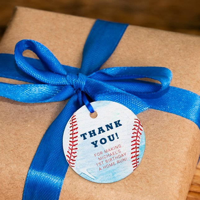Festa de aniversário de beisebol Obrigado Etiqueta (Baseball Birthday Favor Tag)