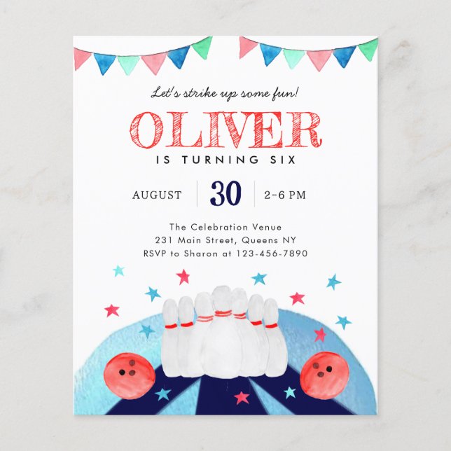 Festa de aniversário De Boliche De Orçamento Agita (Frente)