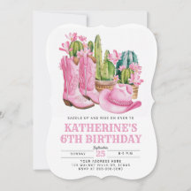 Festa de Aniversário de Cactus Cowgirl West Rosa e