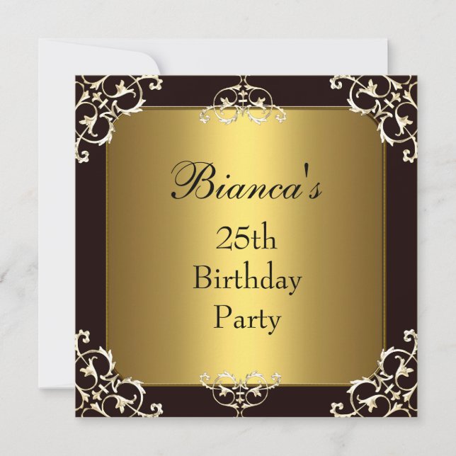 Festa de aniversário de Convite 25 Elite Dourada (Frente)