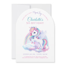 Festa de aniversário de convite com unicórnio.