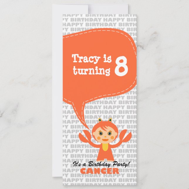 Festa de aniversário de Convite de Cancer (Frente)