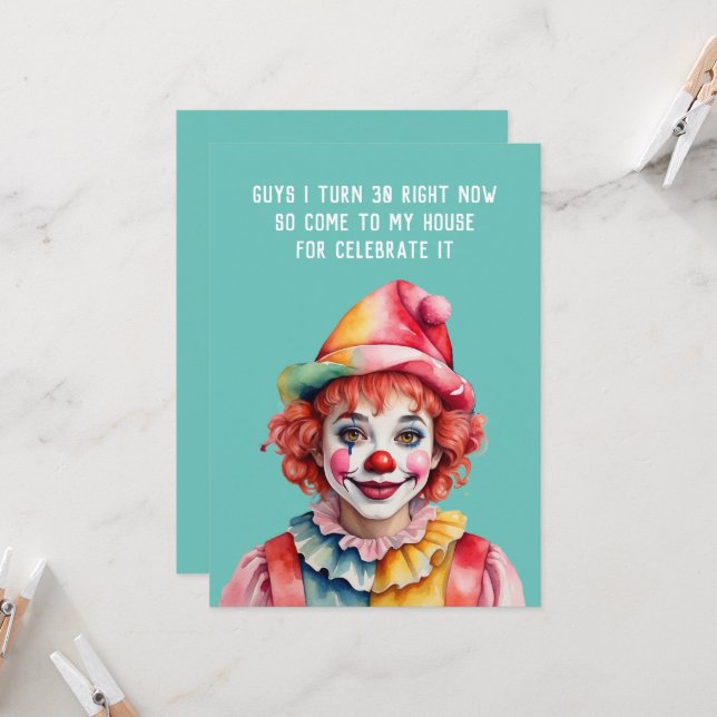 festa de aniversário de convite engraçado (Frente/Verso In Situ)