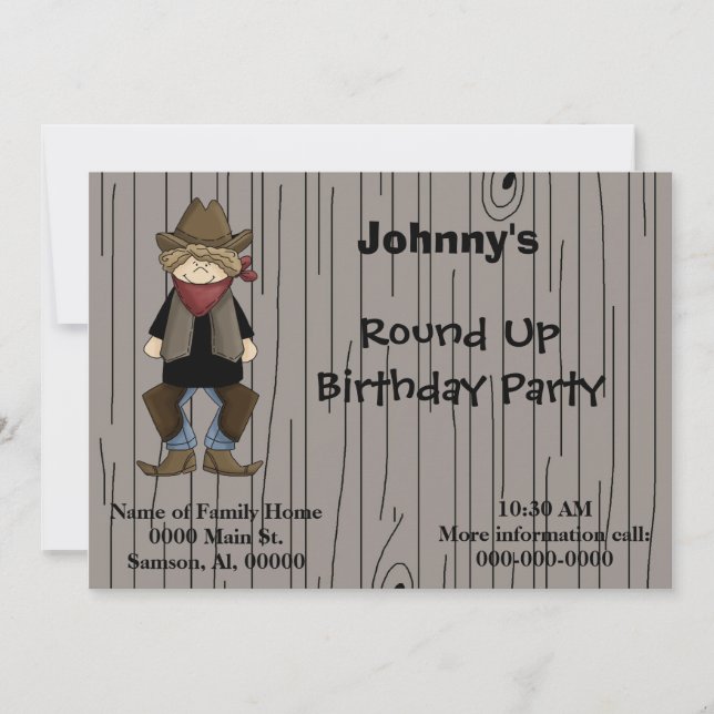 Festa de aniversário de Cowboy de Convite (Frente)