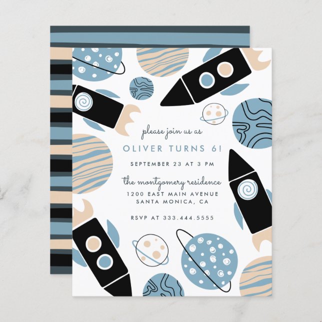 Festa de aniversário de Espaço Exterior do Envio d (Frente/Verso)