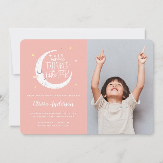 Festa de aniversário de fotos com estrelas cintila (Frente)