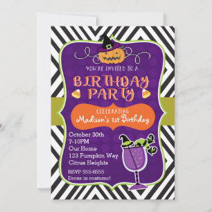 Festa de ANIVERSÁRIO de Halloween Convite Fofo Mod