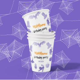 Festa de aniversário de Halloween, púrpura e laran