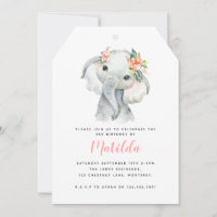 Festa de aniversário de menina elefante de aquarel