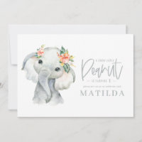 Festa de aniversário de menina elefante de aquarel