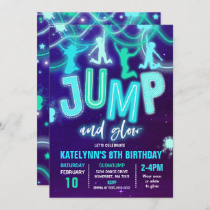 Festa de aniversário de Neon Jump de Convite de Br