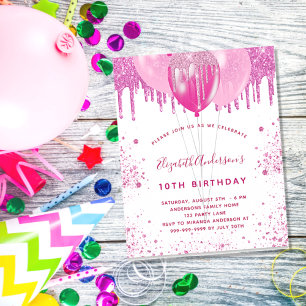 Festa de aniversário de orçamento, poeira rosa-p
