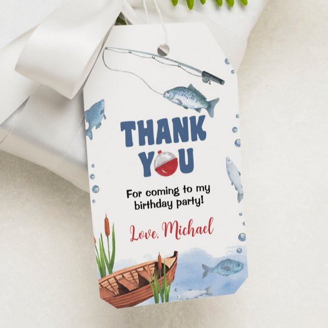 Festa de aniversário De Pesca Obrigado Etiqueta (Criador carregado)