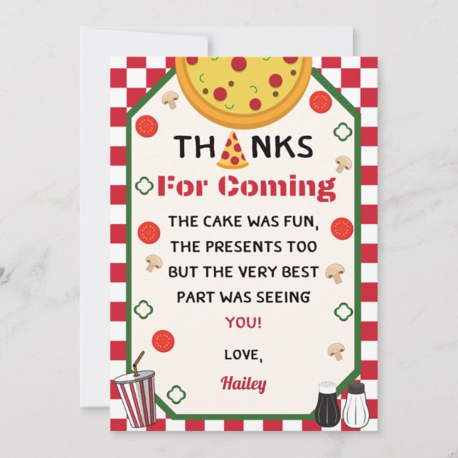 Festa de Aniversário de Pizza Agradecimento (Frente)