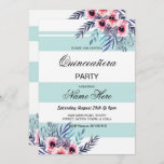 Festa de aniversário de Quinceanera, Fita, Convite<br><div class="desc">Convites de festas De Cor Azul-Azul-Azul-Azul-Azul-Azul-Azul-Azul-Azul-Azul-Azul-Rosa. impressão incluído. Mude o texto para se adequar à sua festa,  perfeito para qualquer idade. Consulte a coleção - view Wow Meow para a coleção Floral de Pink da Faixa Azul.</div>