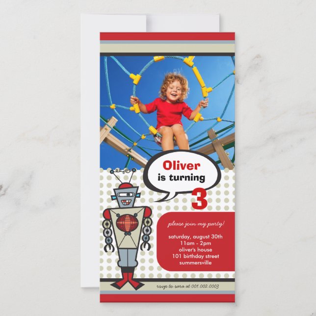 Festa de aniversário de Rapazes Robô-Robô Cute (Frente)