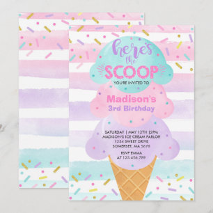 Festa de aniversário de Sorvete de Convite para so