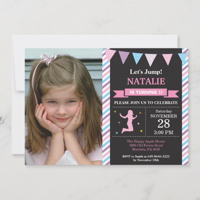 Festa de aniversário de Trampoline de Convite (Frente)