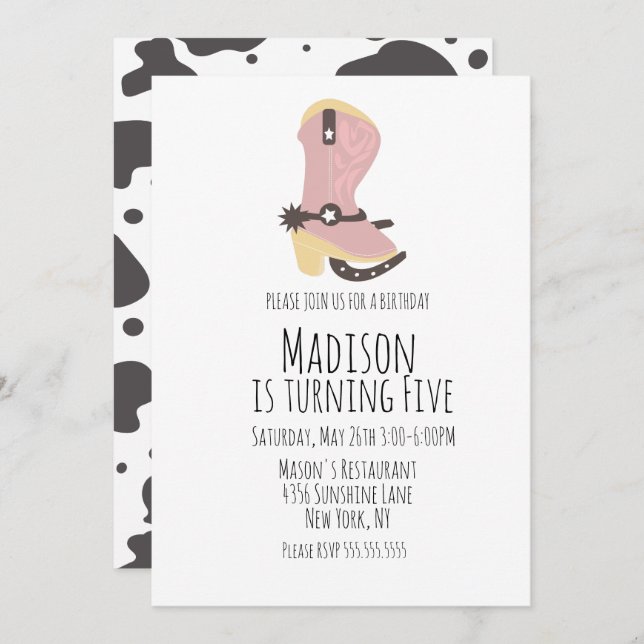 Festa de aniversário De Vaca Em Qualquer Convite À (Frente/Verso)