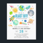 Festa de aniversário do Kid de Explosão Exterior d<br><div class="desc">Galáxia do Espaço Exterior Moderna Galáxia da Lua do Foguete Alienígena Criança Explosão Crianças Convite de Aniversário</div>
