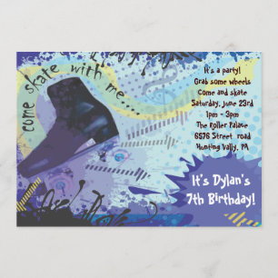 Festa de aniversário feliz do convite da patinagem