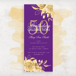 Festa de aniversário Floral Elegante Dourada e Rox<br><div class="desc">Design de "Programa de Festa de aniversário" elegante com Convênio Floral em Dourado e Roxo com texto personalizado.</div>