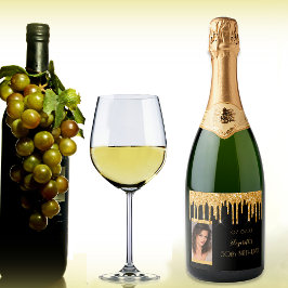 Festa de aniversário foto dourada preto