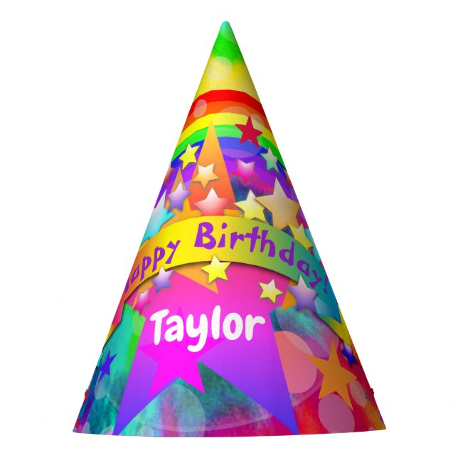 Festa de aniversário infantil Chapéu Arco-Íris HAM (Frente)