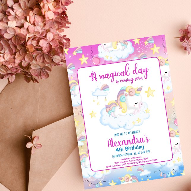 Festa de aniversário Mágica do Unicórnio Arco-Íris (Criador carregado)