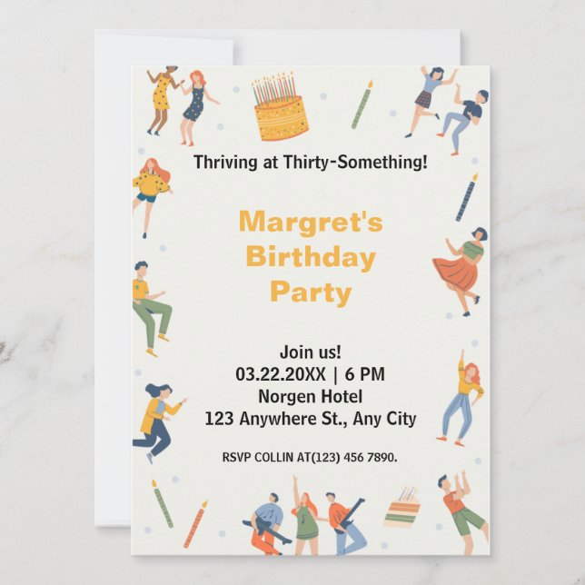 Festa de aniversário moderna e fofa (Frente)