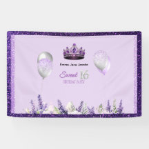 Festa de aniversário Purple Sparkle Sweet 16